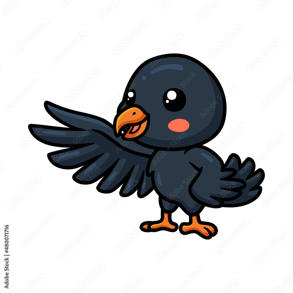 Fototapeta premium Cute little crow cartoon standing