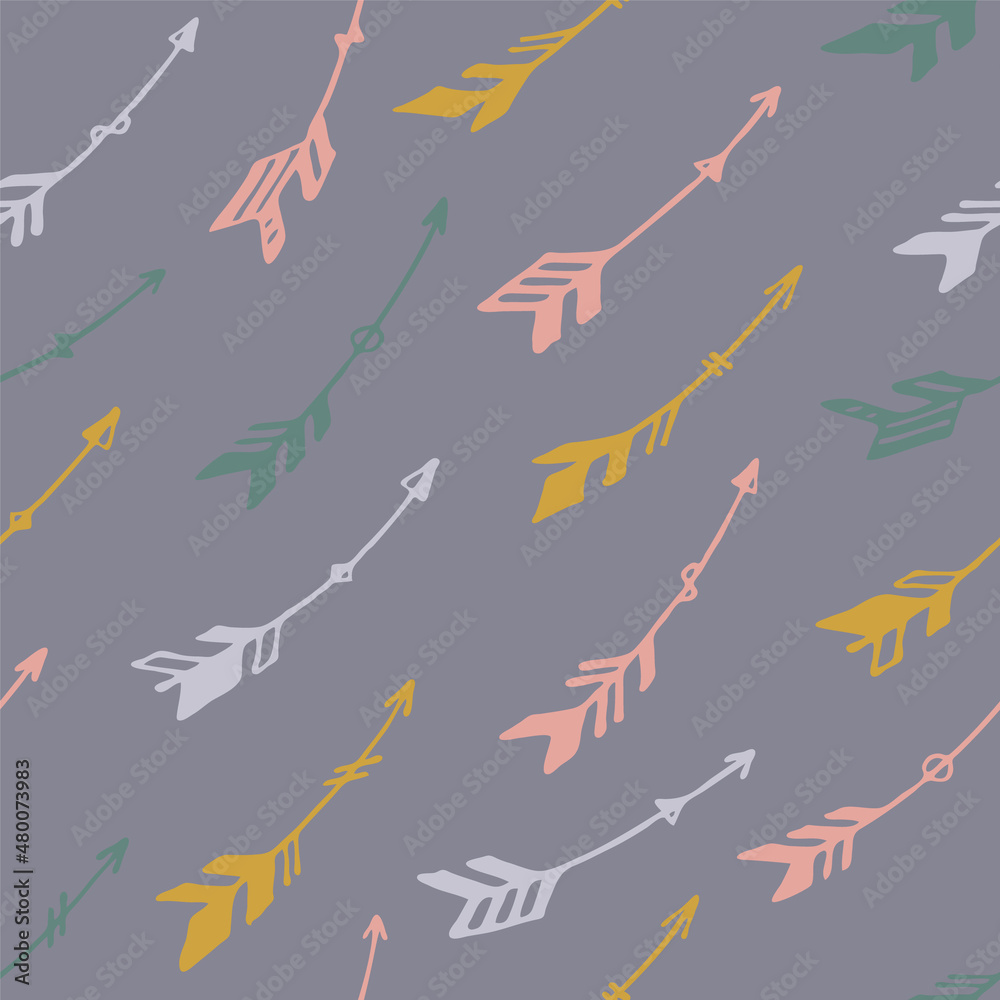 Fototapeta premium Pretty boho arrows graphic seamless pattern. Ethnic apache design. Indigenous indian motif. Boho