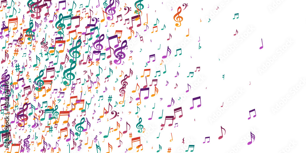 Musical notes cartoon vector pattern. Melody