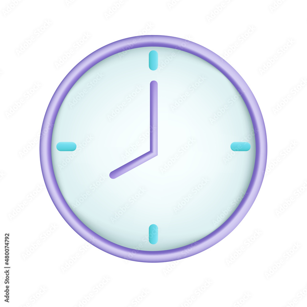 Wall clock 3d cartoon style vector illustration design. Wall clock 3d cartoon style vector illustration design.