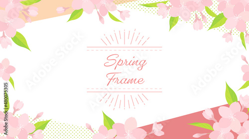 Cherry blossom background frame illustration (vector)