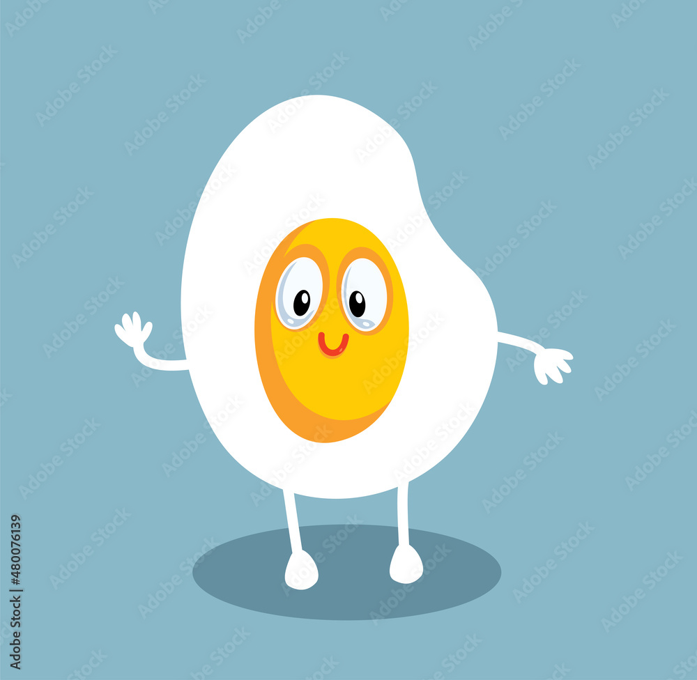 Fototapeta premium Funny Fried Egg Vector Cartoon Character Saluting