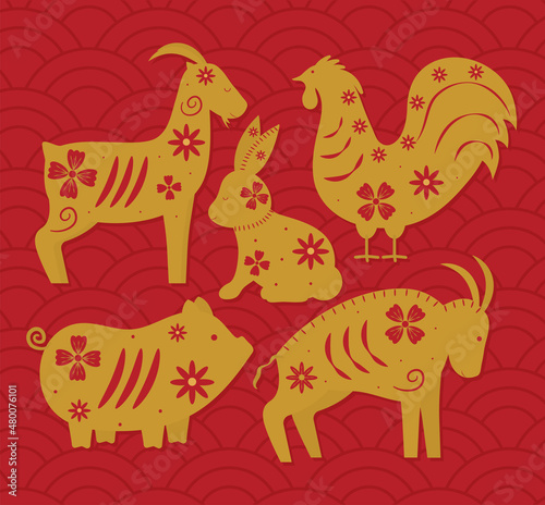 five chinese zodiac animals