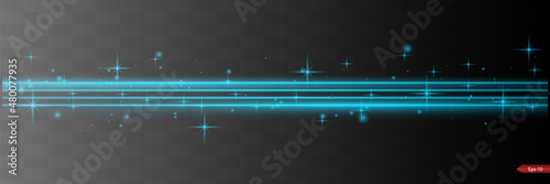 Abstract blue laser beam. Transparent isolated on black background. Vector illustration.the lighting effect.floodlight directional