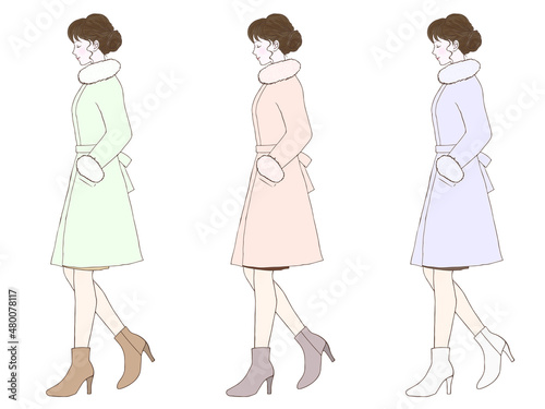 コートの女性②全身_パステルカラー