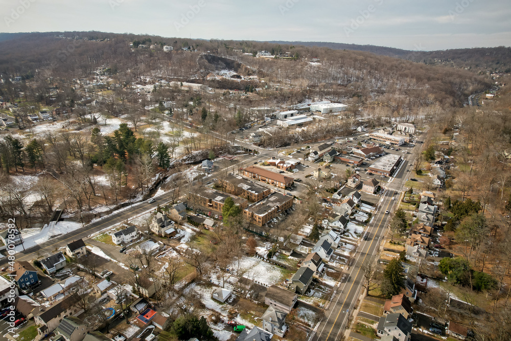 Fototapeta premium Aerial Drone of North Plainfield New Jersey Real Estate 