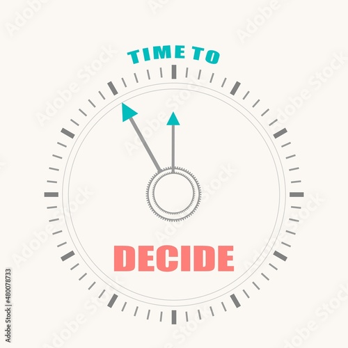 Time to decide inscription words on clock face.