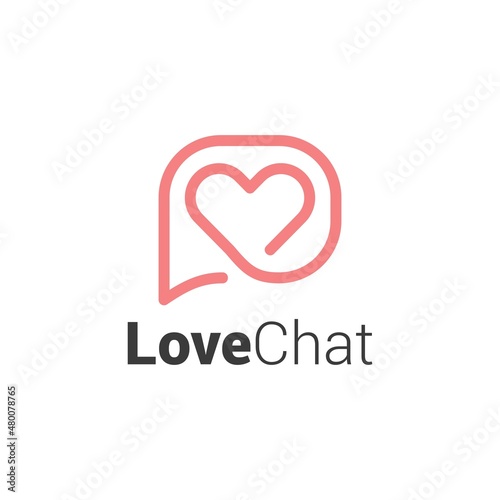 Love Chat logo design vector, Heart Symbol with Talk Chatting Message Bubble Icon for, Dating App logo design inspiration