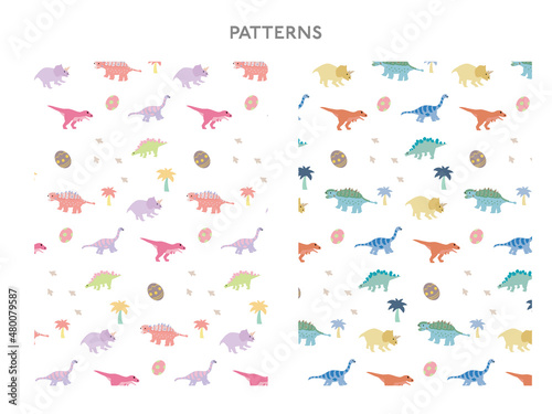 手描きの恐竜パターン © PON