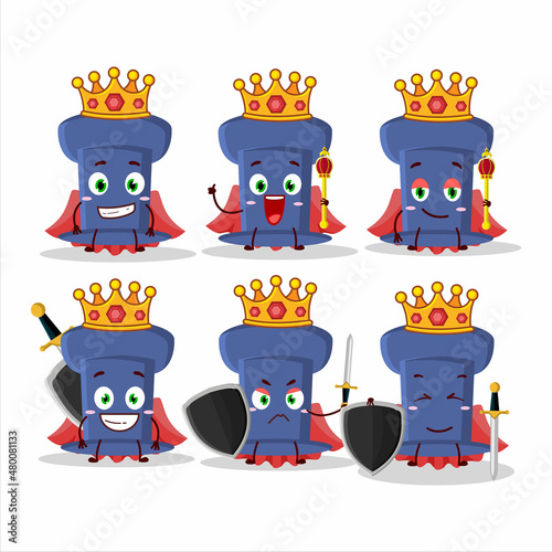 A Charismatic King blue push pin cartoon character wearing a gold crown