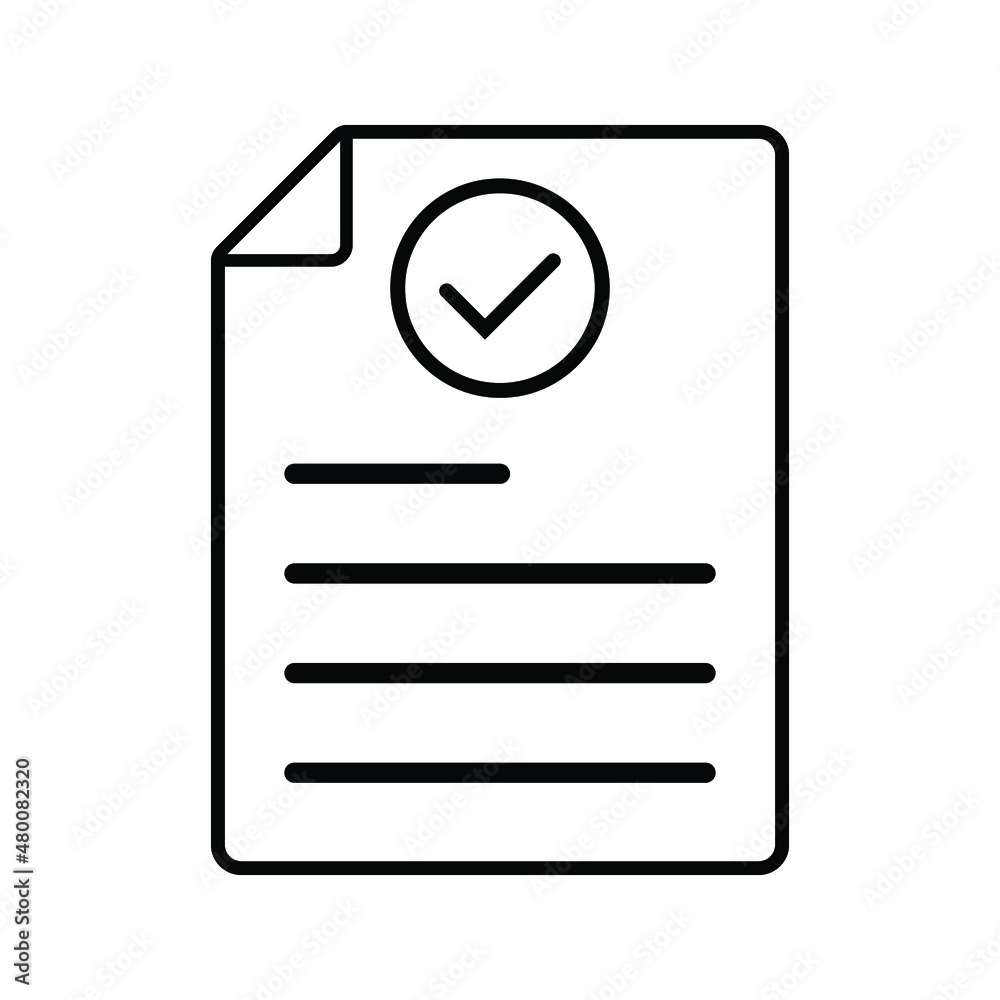 Approved document icon simple vector. Certificate mark. Complete qualification on white background Approved document icon simple vector. Certificate mark. Complete qualification on white background