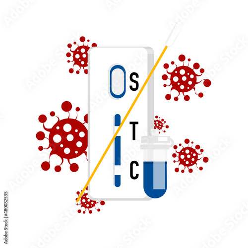 The COVID-19 antigen test kit illustration on transparent background.