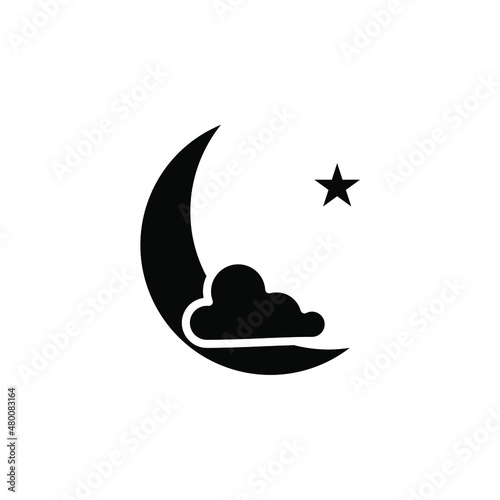 Moon, Night, Moonlight, Midnight Solid Icon, Vector, Illustration, Logo Template. Suitable For Many Purposes.