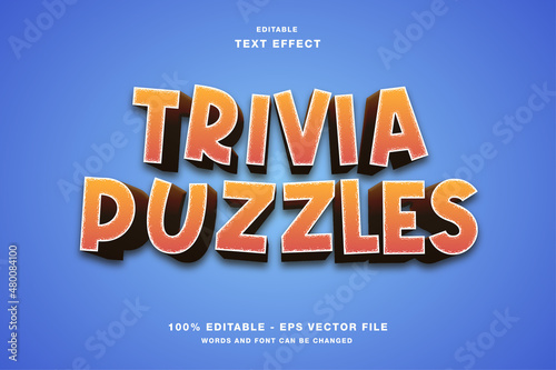 Trivia Puzzles Game Title 3D Editable Text Effect