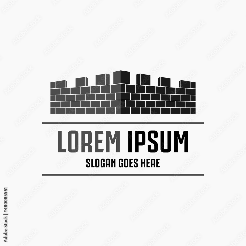 Naklejka premium fortress logo.Castle Brick Logo Template Design. vector design in white background.