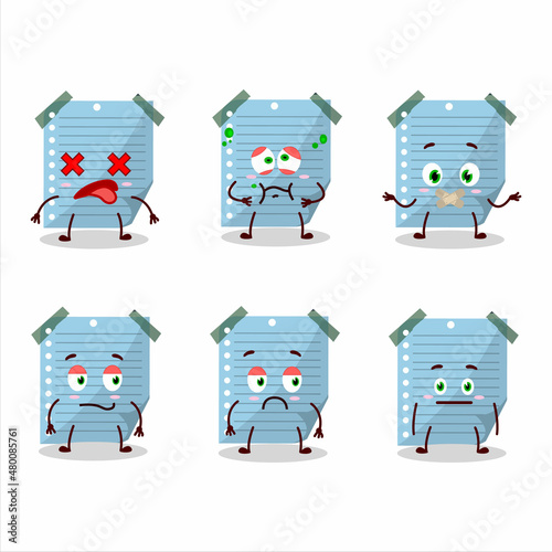 Blue sticky notes cartoon character with nope expression