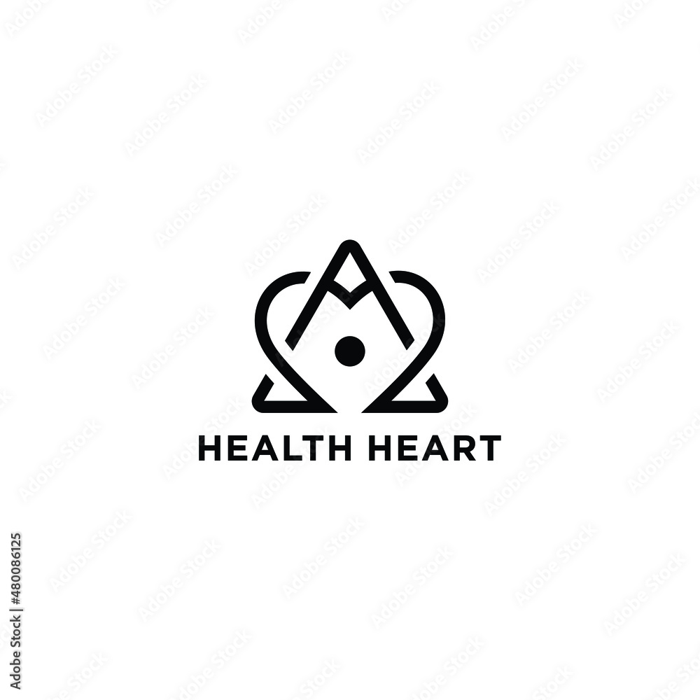 heart logo and letter A vector for medical, monogram logo with heart illustration