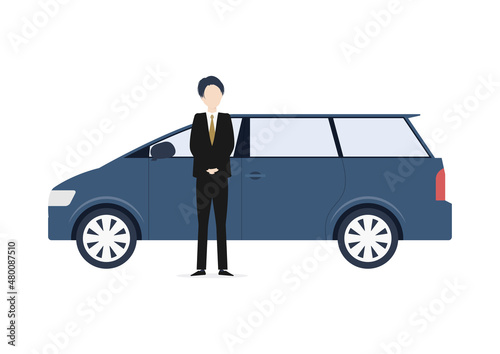 運転手・ドライバー・送迎車・遺体搬送のイラスト素材｜mayucolor02