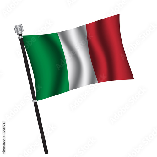 Italy flag , flag of Italy waving on flag pole, vector illustration EPS 10.