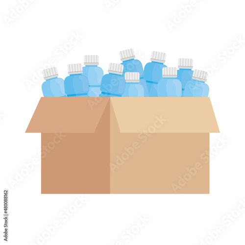 water bottles in box