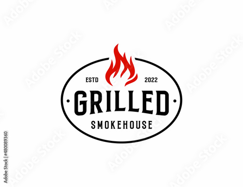 Grilled smokehouse logo design