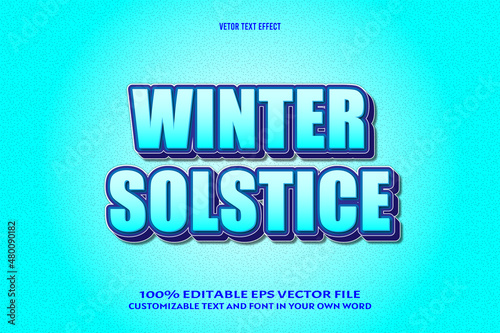 Winter solstice editable text effect 3 dimension emboss comic style