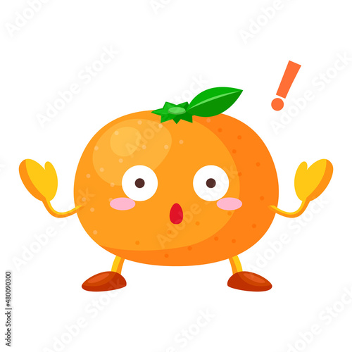 驚くかわいいみかんのキャラクターのイラスト