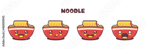 vector noodle cartoon mascot, with different facial expressions