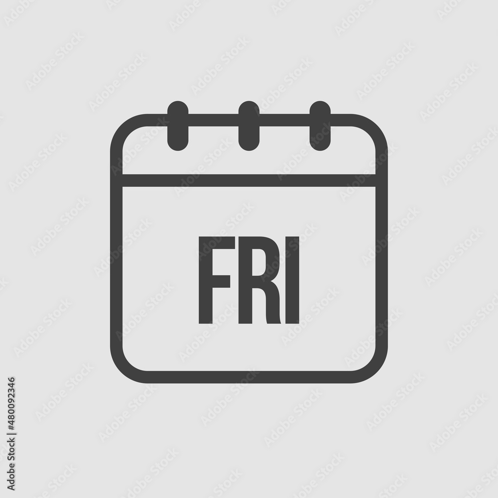 Template icon page calendar, day of week Friday Template icon page calendar, day of week Friday