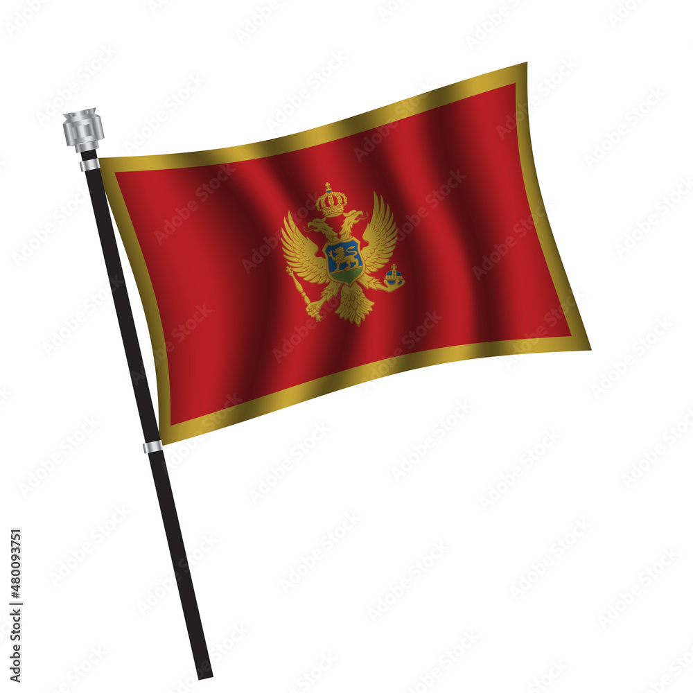 Montenegro flag , flag of Montenegro waving on flag pole, vector illustration EPS 10. Montenegro flag , flag of Montenegro waving on flag pole, vector illustration EPS 10.