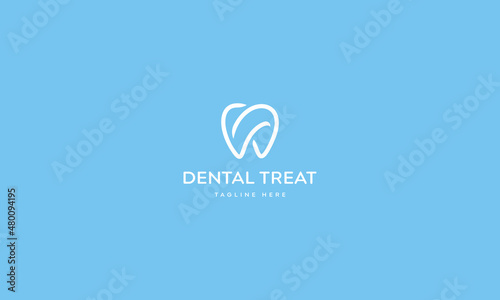 A modern outline teeth logo design for a dentist or a clinic.