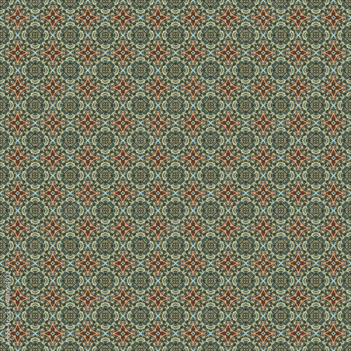 Abstract colorful seamless jacquard mosaic pattern. Design for fabric, wallpaper, paper, cover, weaving, packaging, tile, ceramics. Background for fashion textiles.
