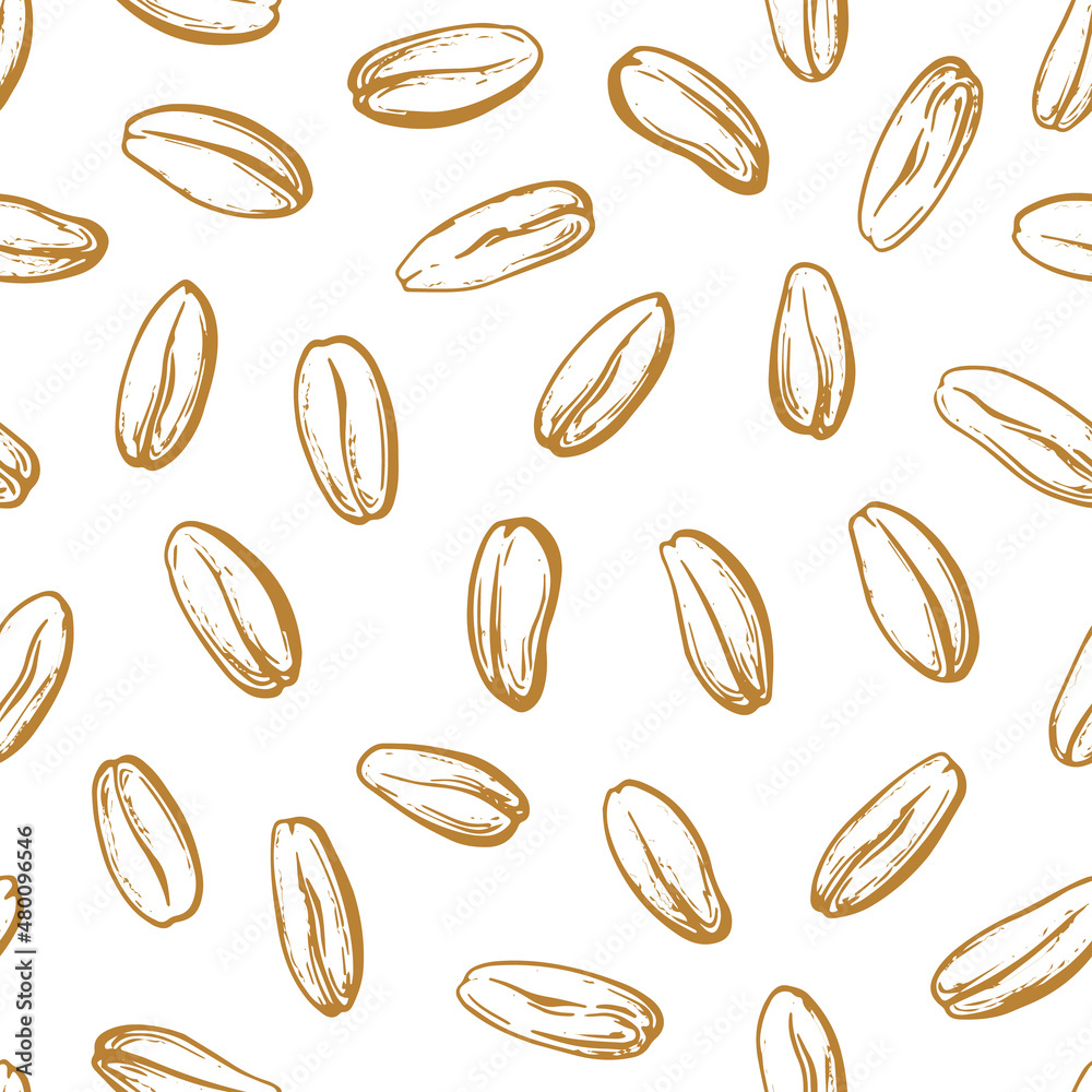 Obraz premium Grain print. Oat, wheat Vector background, rustic