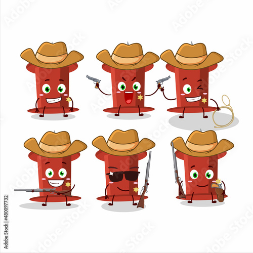 Cool cowboy red push pin cartoon character with a cute hat