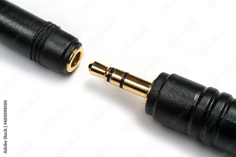Plug and socket for connecting stereo headphones. Plug and socket for connecting stereo headphones.