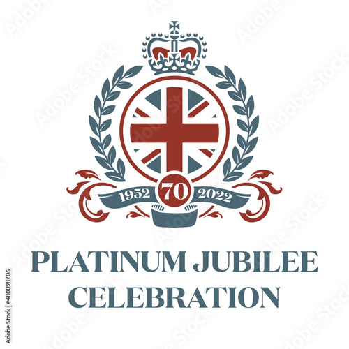 Billede på lærred The Queens Platinum Jubilee Celebration 1952 - 2022 vector illustration