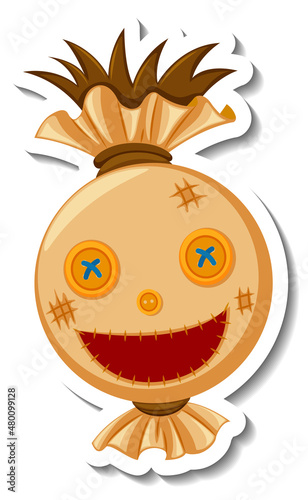 Head of scarecrow with happy face