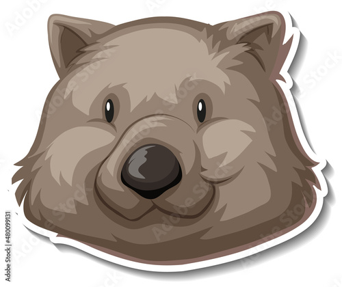 Head of Wombat animal cartoon sticker