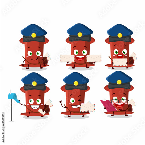 A picture of cheerful red push pin postman cartoon design concept