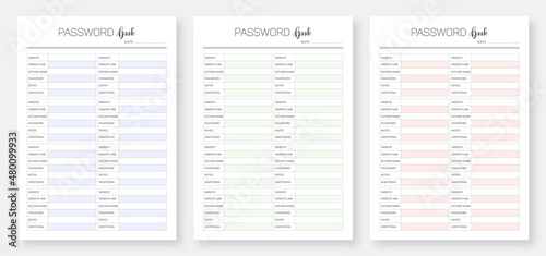 Password Log Book Template Set. Set of Password Log Template. Password Tracker Template. Printable Password Log A4 Size Easily Editable.