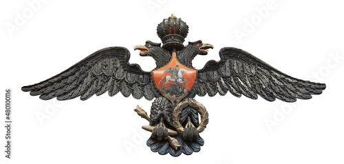 Принти на полотні Russian double-headed coat of arms eagle, made from triggers, spherical bullets,