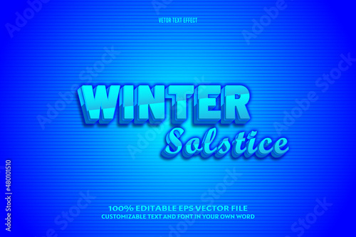 Winter solstice editable text effect 3 dimension emboss comic style