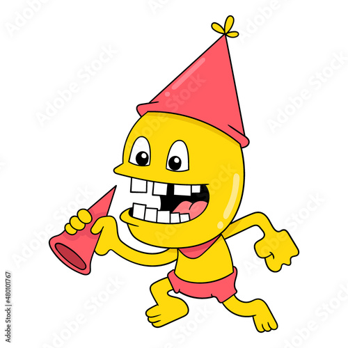 the midget is celebrating the new year party, doodle icon image kawaii