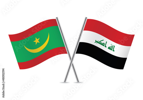 Free Download Mauritania and Iraq flags. Mauritanian and Iraqi flags isolated on white background. Vector illustration. - GFXLoad