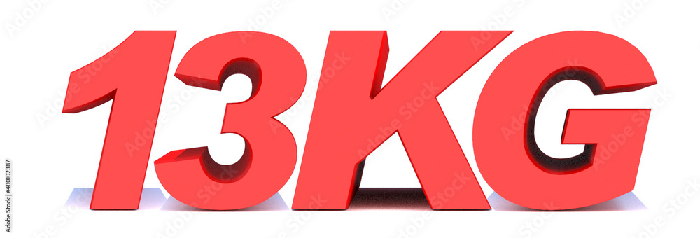 13 kg word on white background. 3d illustration 13 kg word on white background. 3d illustration