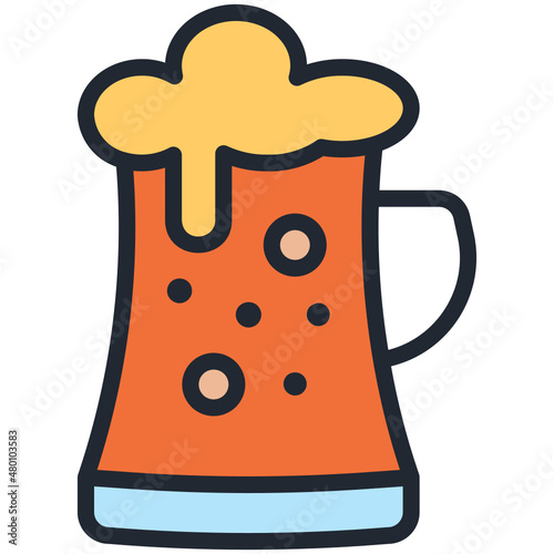 Beer filled line color icon
