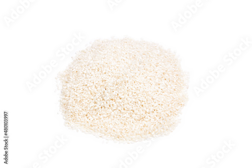 Wallpaper Mural Pile of white rice grains on a white background. Healthy food Torontodigital.ca
