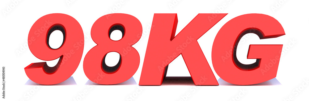 98 kg word on white background. 3d illustration 98 kg word on white background. 3d illustration