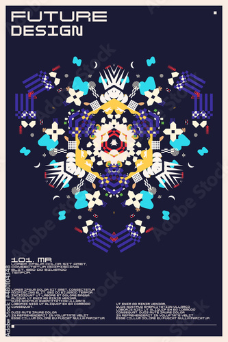 Composition with dynamic and geometric shapes. Abstract background for design.