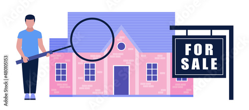 Character with a magnifying glass chooses a house